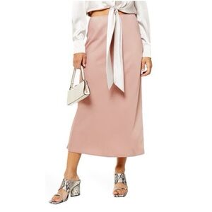 TopShop Pink Matte Satin Bias Cut Skirt in size Small